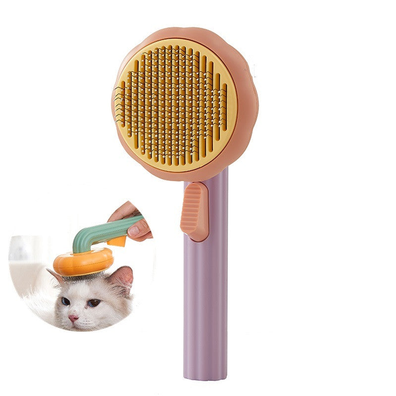 Self-Cleaning Pet Cat Brush – Stainless Steel Deshedding & Hair Removal Grooming Comb for Cats & Dogs