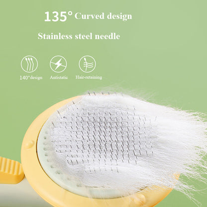 Self-Cleaning Pet Cat Brush – Stainless Steel Deshedding & Hair Removal Grooming Comb for Cats & Dogs