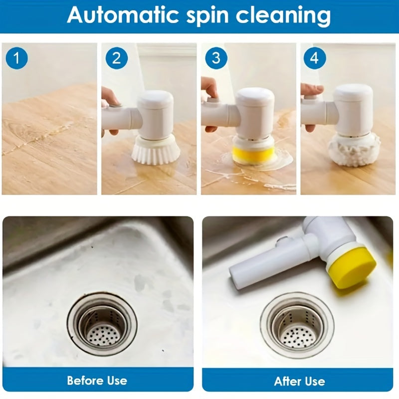 Electric Spin Cleaning Brush USB Rechargeable | Cordless Handheld Power Scrubber for Kitchen & Bathroom | Automatic Rotary Cleaning Brush