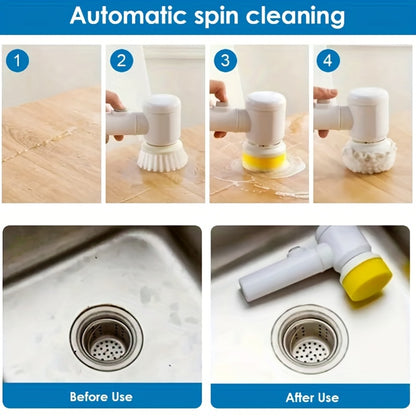 Electric Spin Cleaning Brush USB Rechargeable | Cordless Handheld Power Scrubber for Kitchen & Bathroom | Automatic Rotary Cleaning Brush