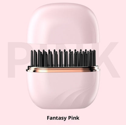 Portable wireless hair straightening comb for safe, easy styling.