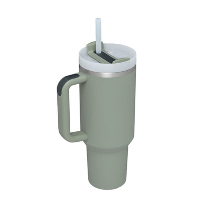40oz Insulated Tumbler with Handle & Straw – Spill-Proof Travel Mug