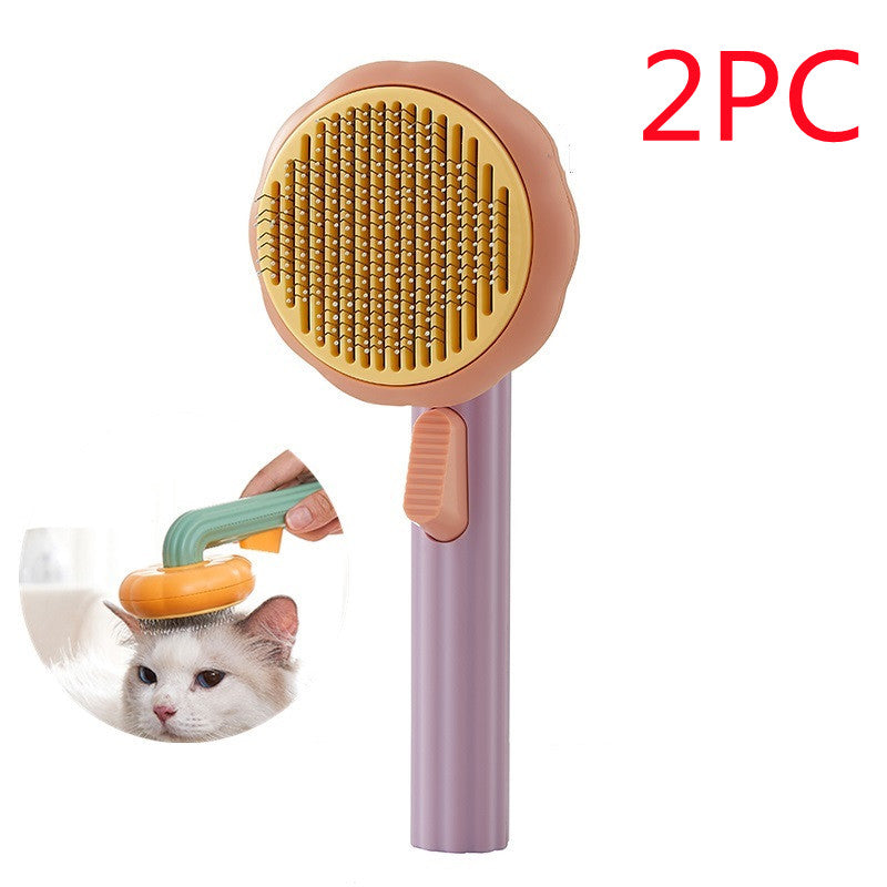 Self-Cleaning Pet Cat Brush – Stainless Steel Deshedding & Hair Removal Grooming Comb for Cats & Dogs