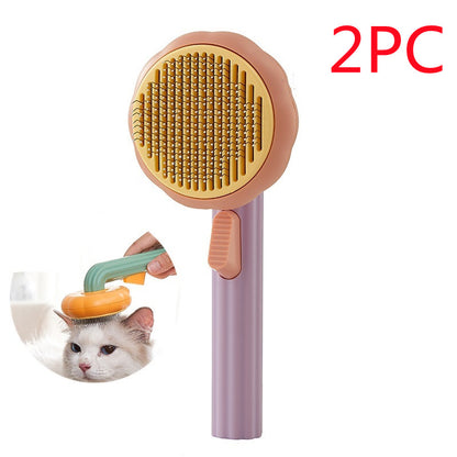 Self-Cleaning Pet Cat Brush – Stainless Steel Deshedding & Hair Removal Grooming Comb for Cats & Dogs